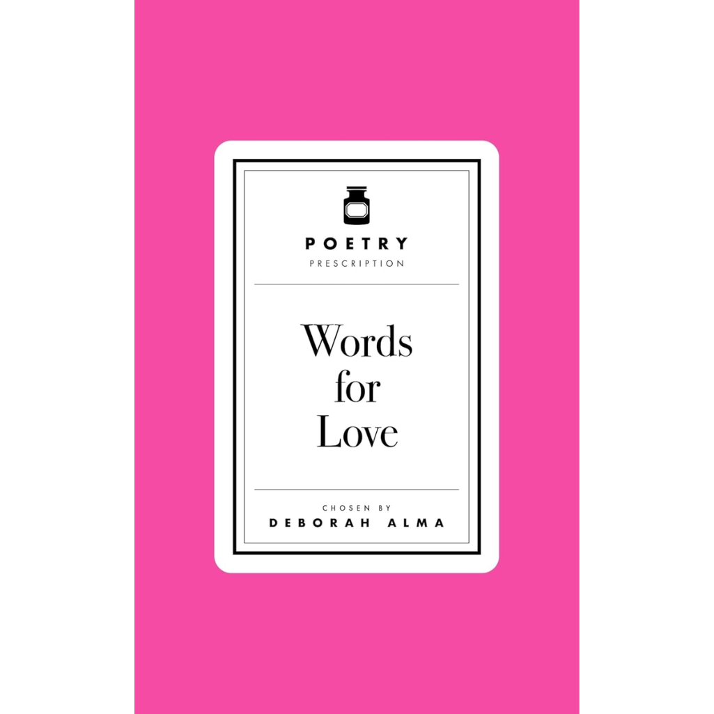 Book cover of 'Words for Love' by Deborah Alma on a pink background