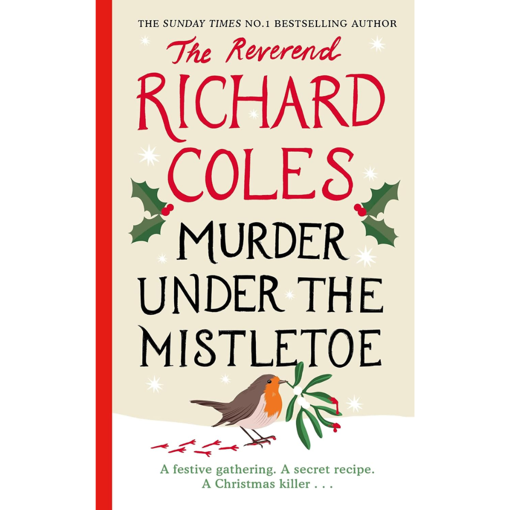 Book cover of 'Murder Under the Mistletoe' by Richard Coles with festive design elements.