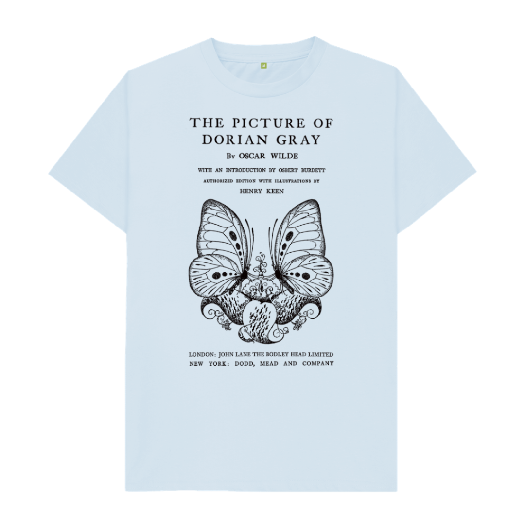 Sky Blue The Picture of Dorian Gray in black T-shirt