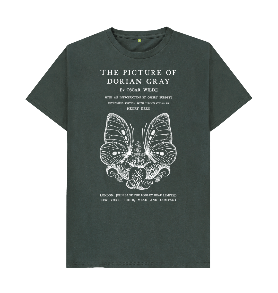 Dark Grey The Picture of Dorian Gray in white T-shirt