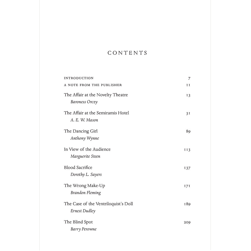 Final Acts: Theatrical Mysteries Contents Page I