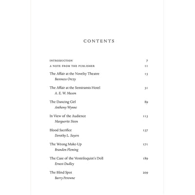 Final Acts: Theatrical Mysteries Contents Page I