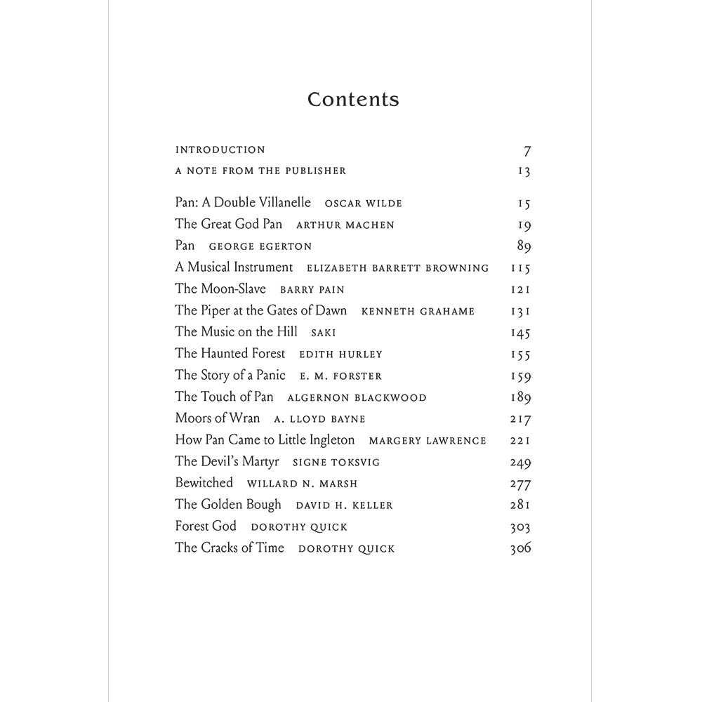 The Horned God: Weird Tales of the Great God Pan Contents Page