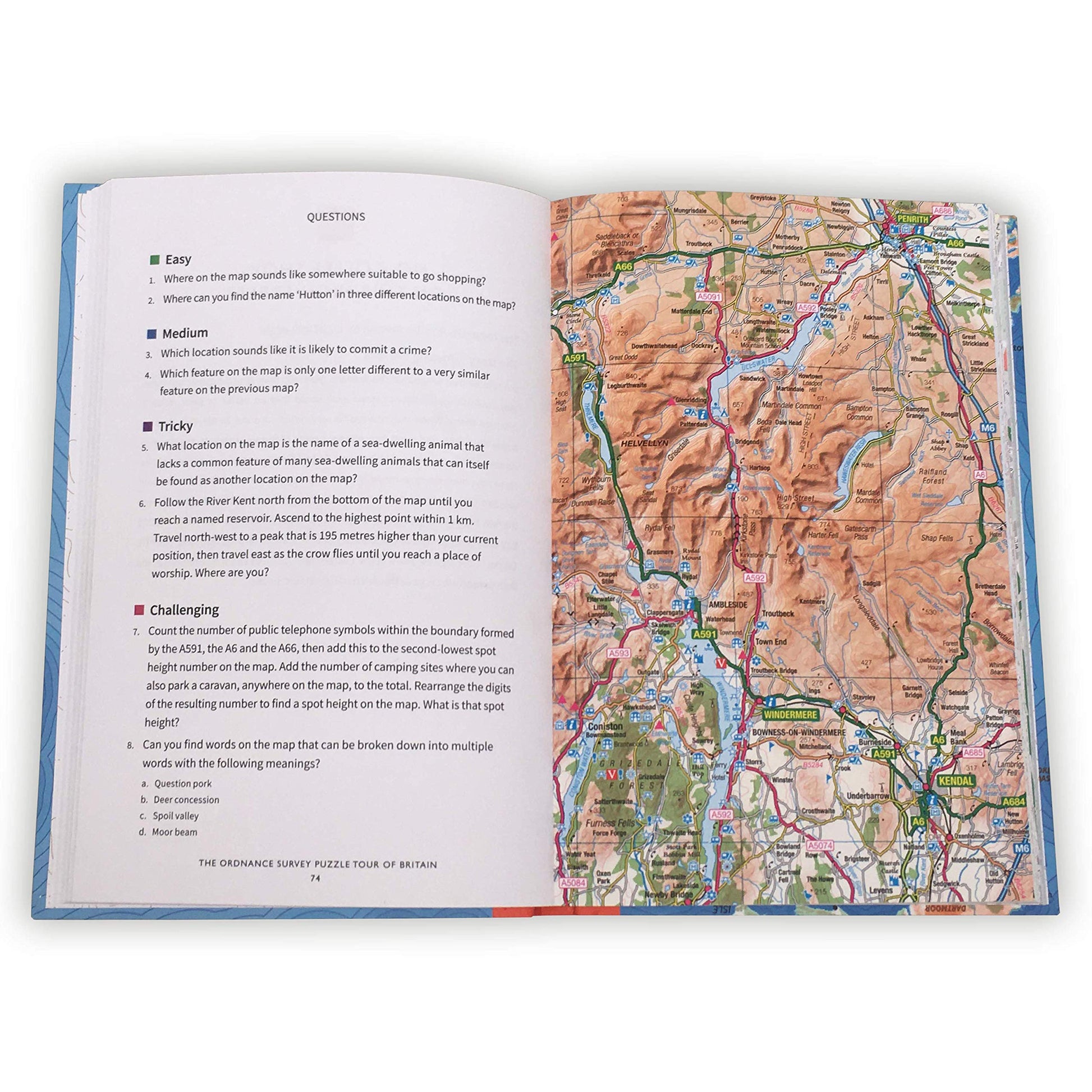 Inside spread of The Ordnance Survey Puzzle Tour of Britain