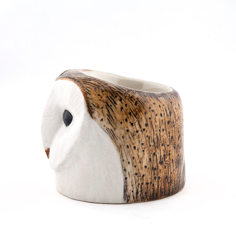Image of Barn Owl Ceramic Egg Cup with egg