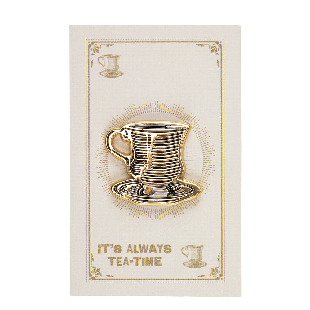 Tea Cup Enamel Pin on Backing Card