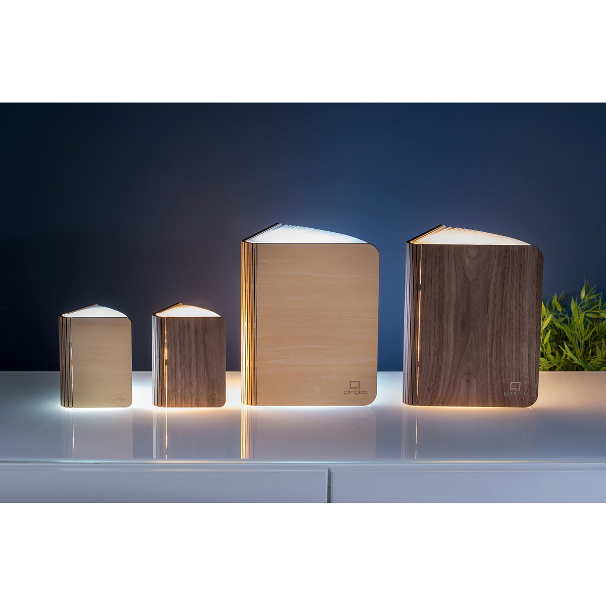 Smart Book Light Maple Mini partially open with other variants