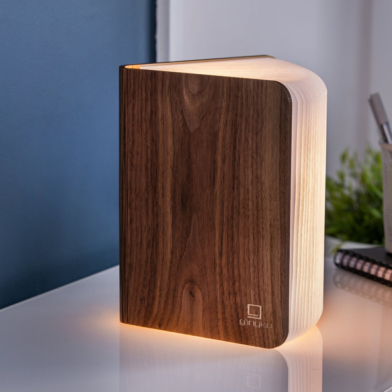 Smart Book Light Walnut Partially Open Lifestyle Shot