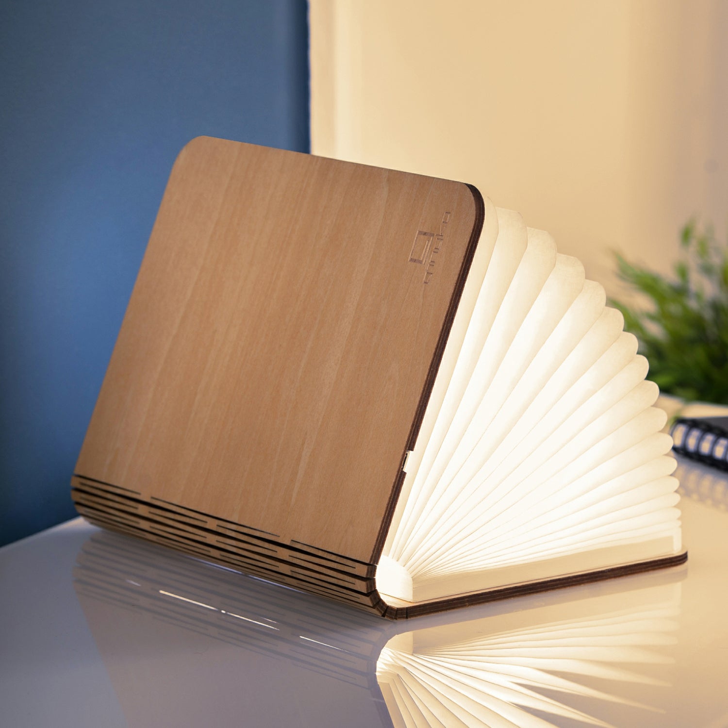 Smart Book Light Maple partially open lifestyle shot