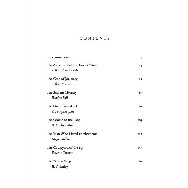 Guilty Creatures: A Menagerie of Mysteries contents page 1