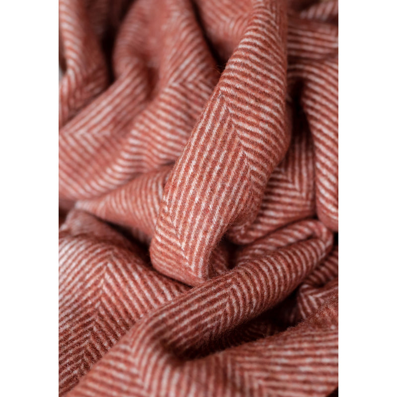Recycled Wool Knee Blanket in Rust Herringbone