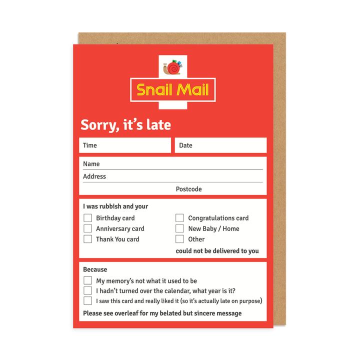 Snail Mail 'Sorry it's late' Card