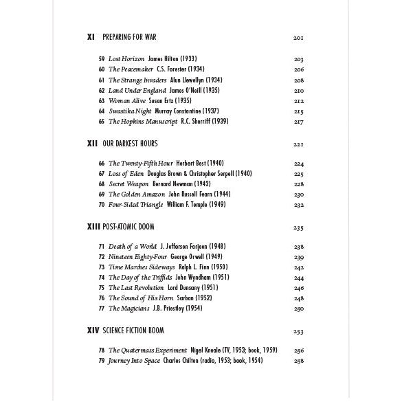 Yesterday's Tomorrows: The Story of British Science Fiction in 100 Books contents page 4