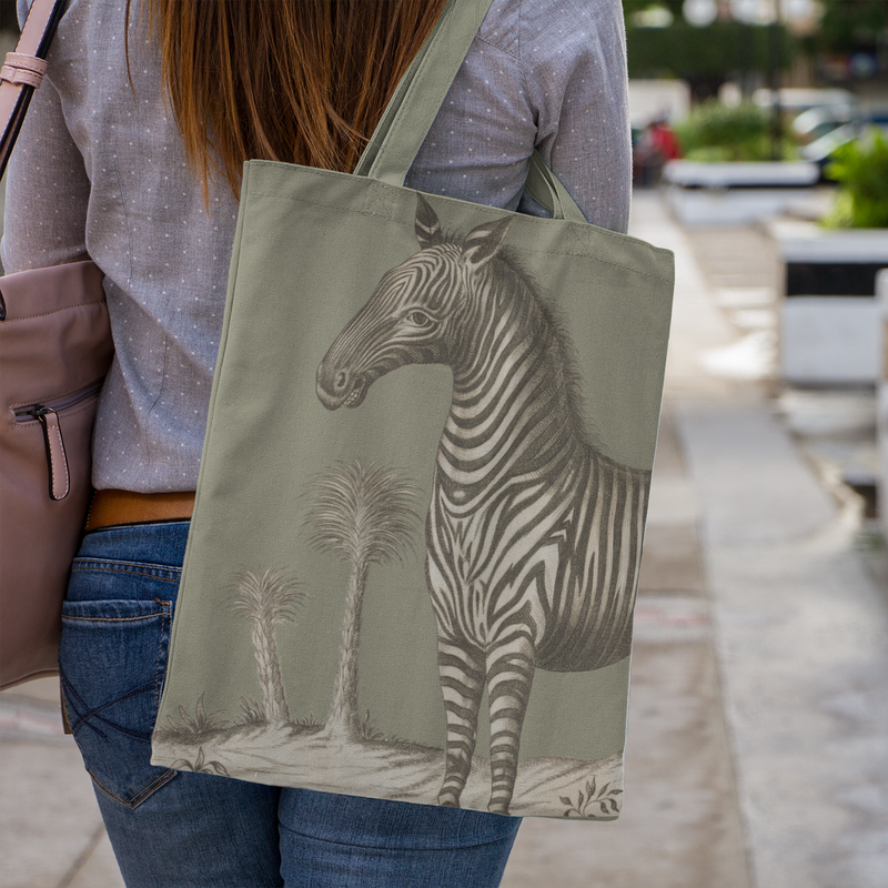 Zebra Cotton Tote on white background