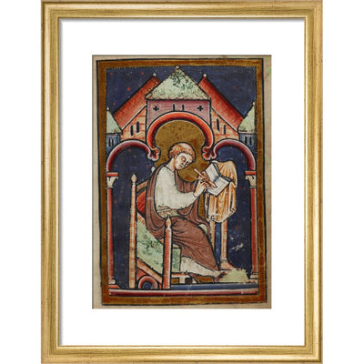 A Scribe Writing print in gold frame
