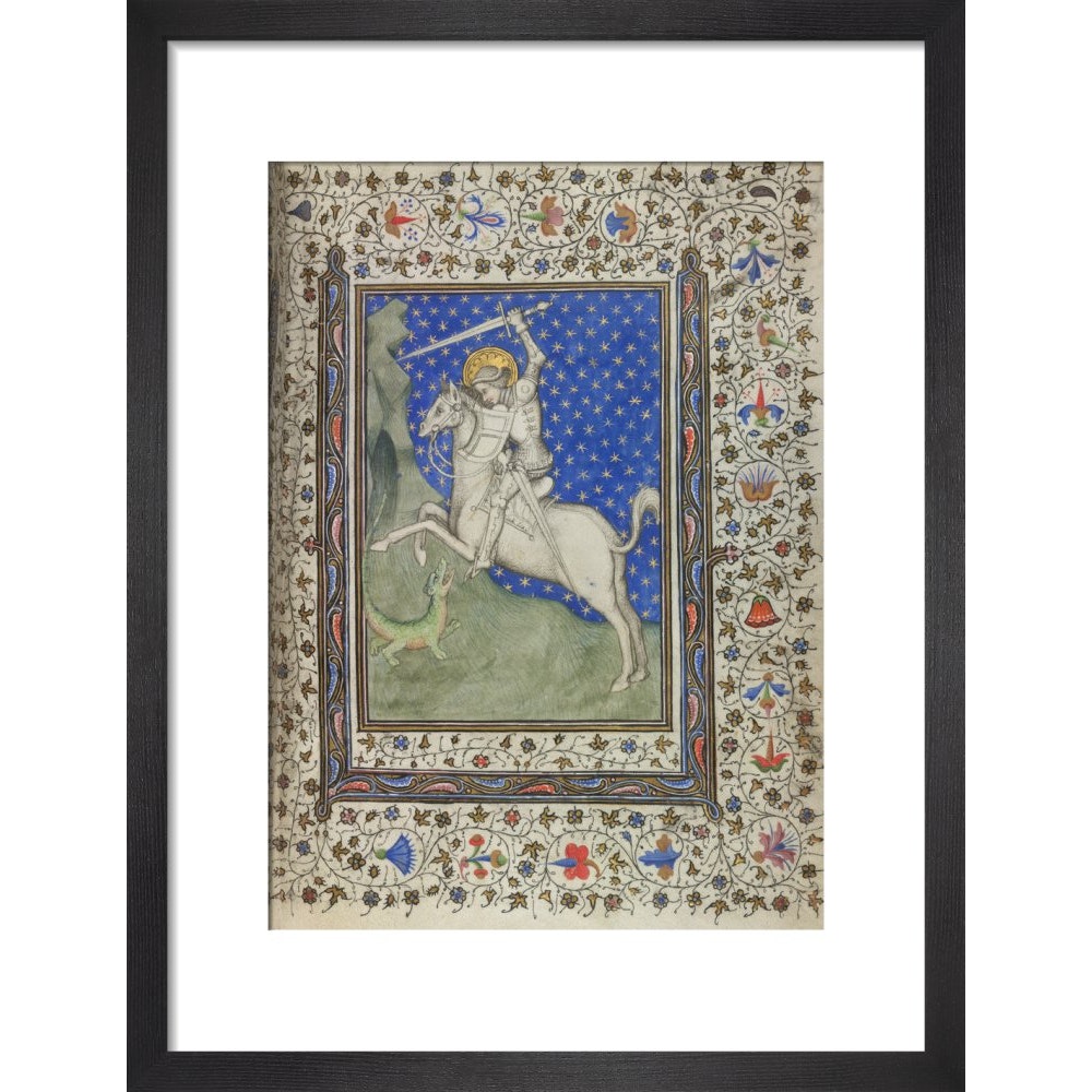 St George and the Dragon print in black frame
