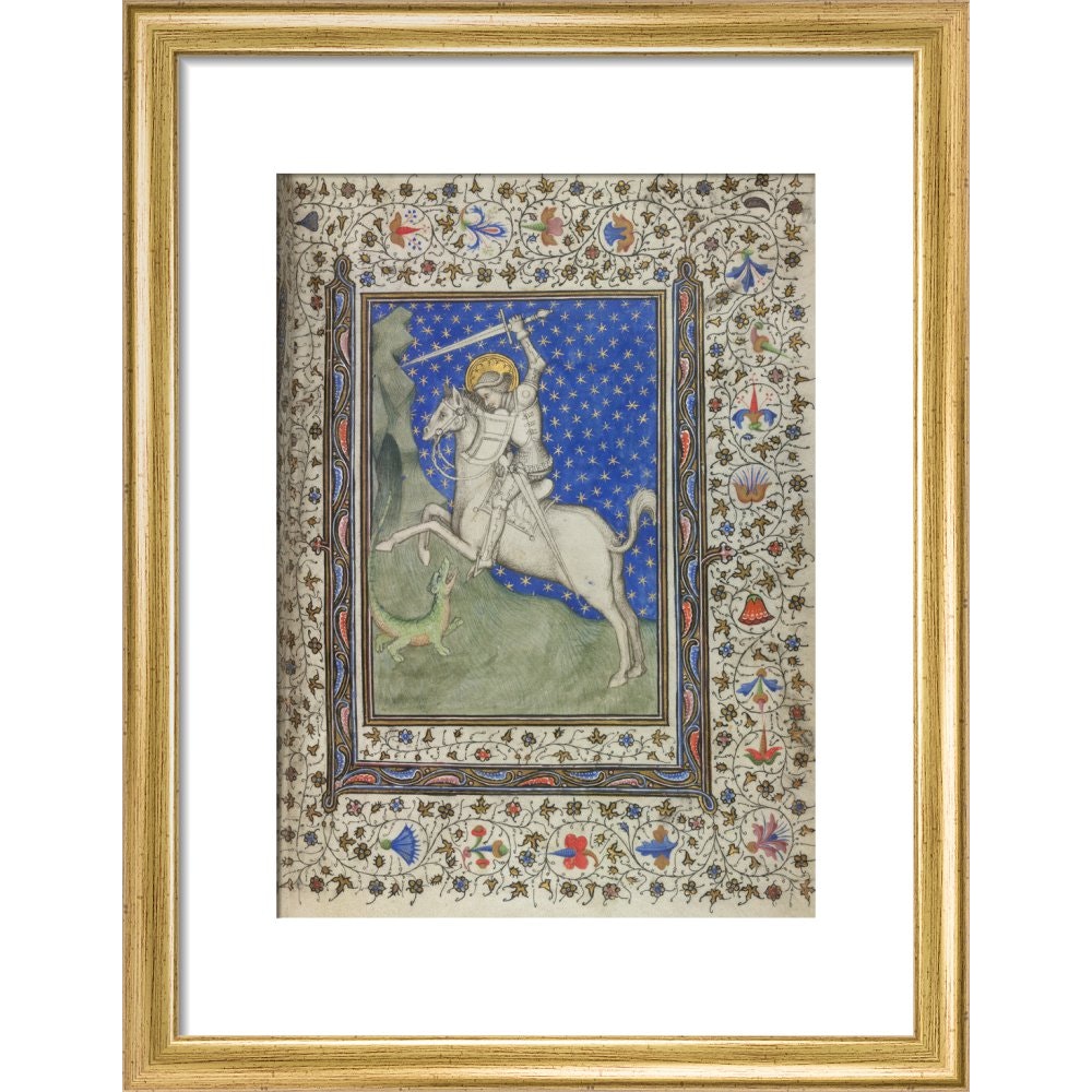 St George and the Dragon print in gold frame