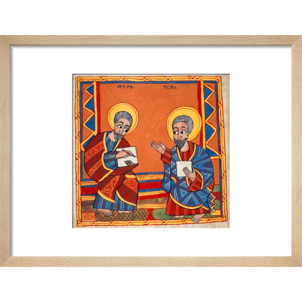 Saint Luke and Saint John the Evangelists print in natural frame
