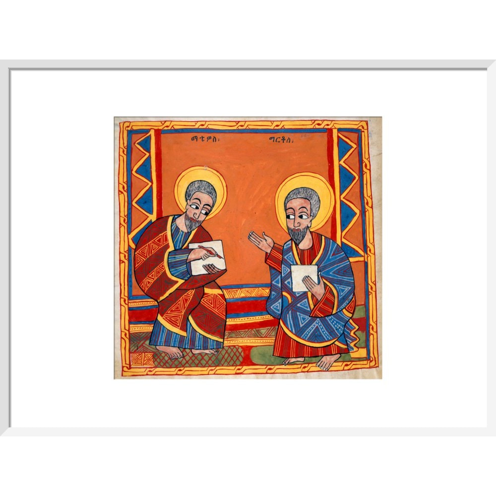 Saint Luke and Saint John the Evangelists print in white frame