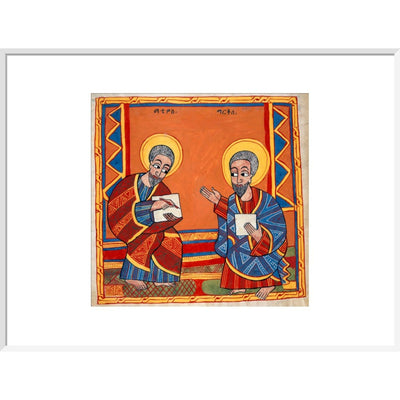 Saint Luke and Saint John the Evangelists print in white frame