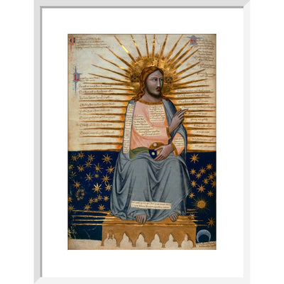 Christ in Heaven print in white frame