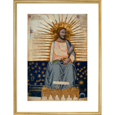 Christ in Heaven print in gold frame