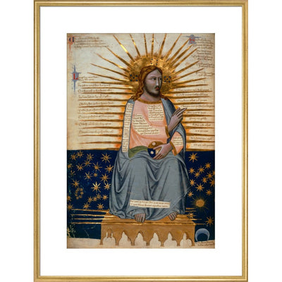 Christ in Heaven print in gold frame