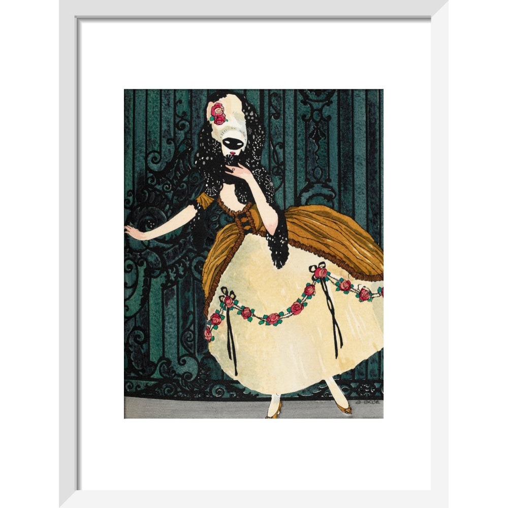 En Loup de Cage print in white frame