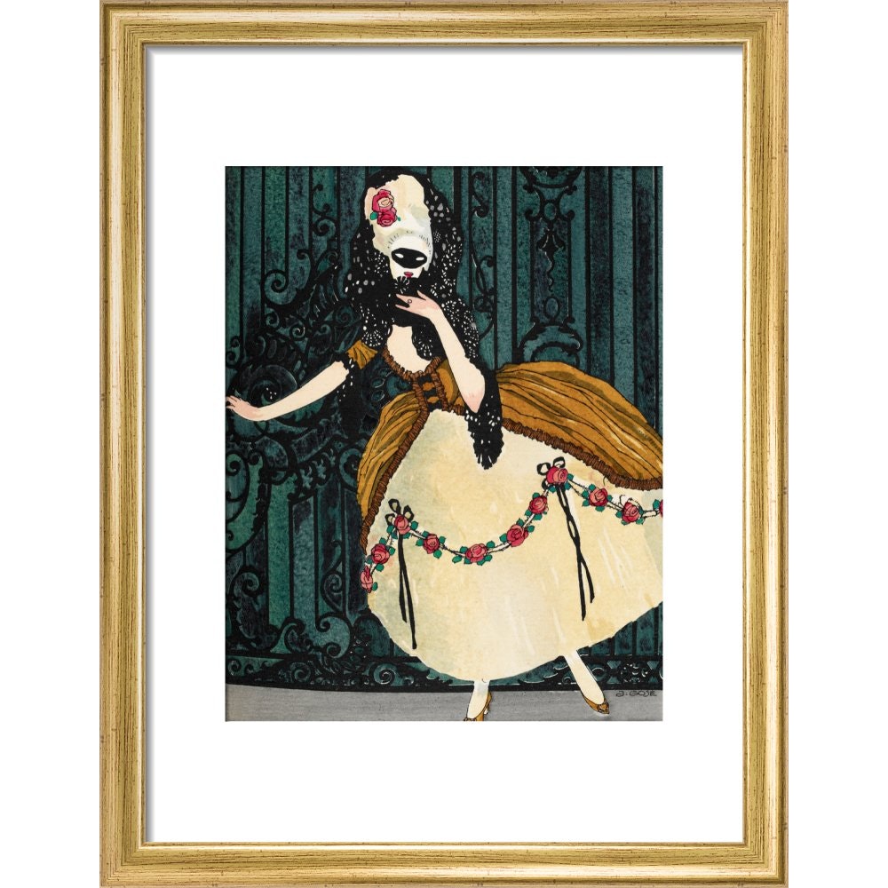 En Loup de Cage print in gold frame