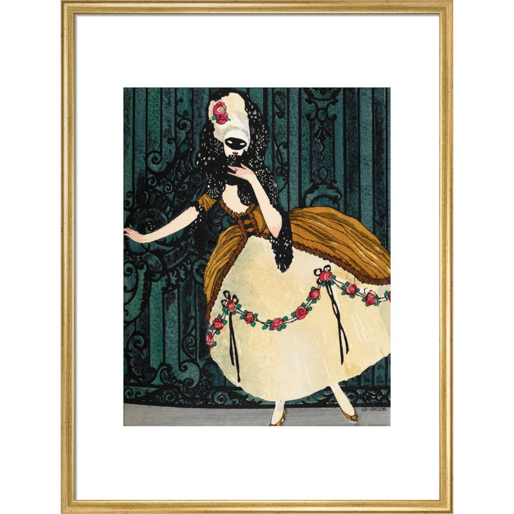 En Loup de Cage print in gold frame