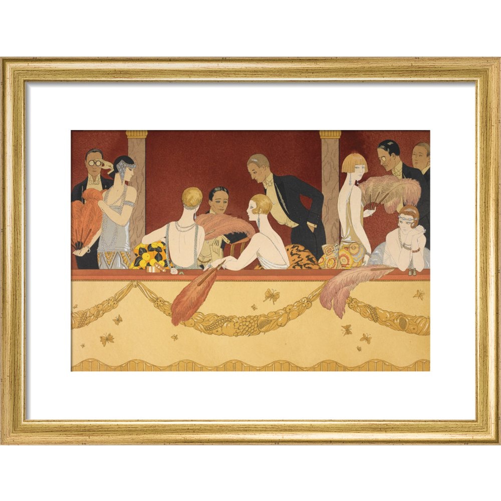 Eventails print in gold frame