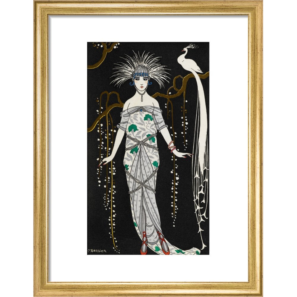 Grande Robe du Soir en Brocart d'Argent print in gold frame