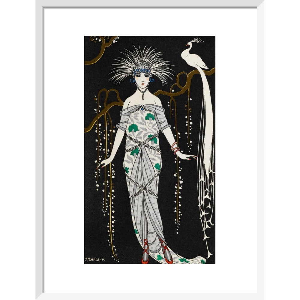 Grande Robe du Soir en Brocart d'Argent print in white frame
