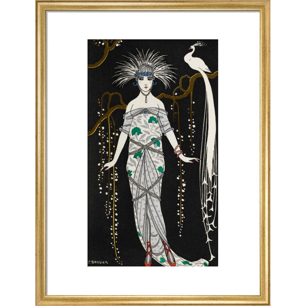 Grande Robe du Soir en Brocart d'Argent print in gold frame