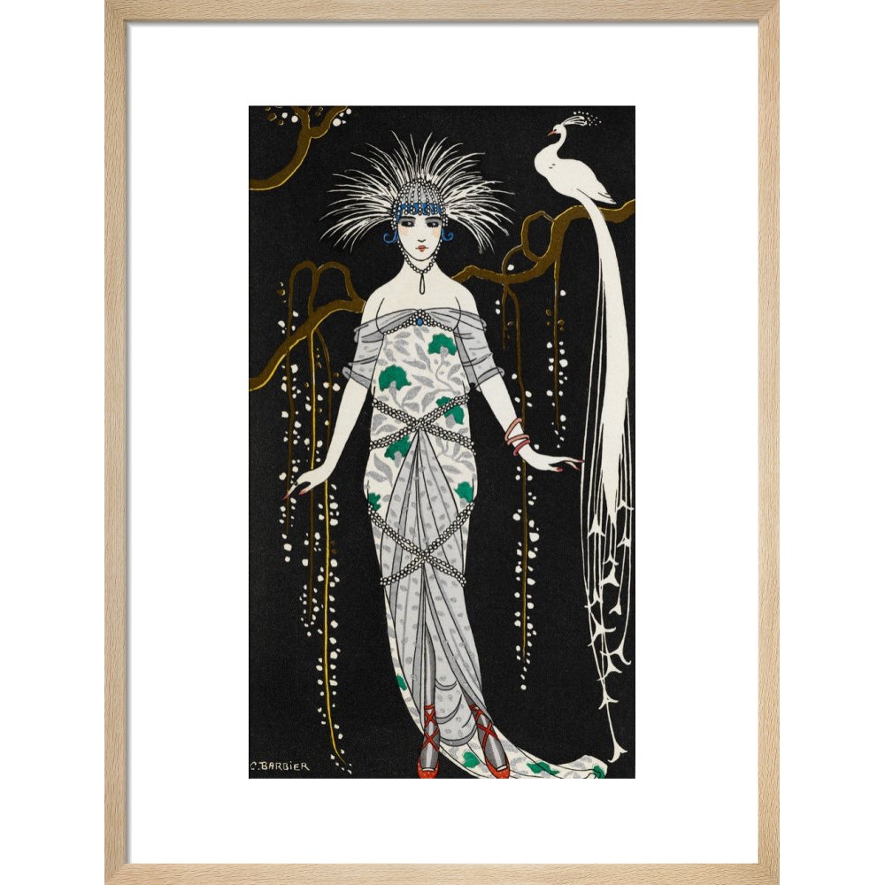 Grande Robe du Soir en Brocart d'Argent print in natural frame