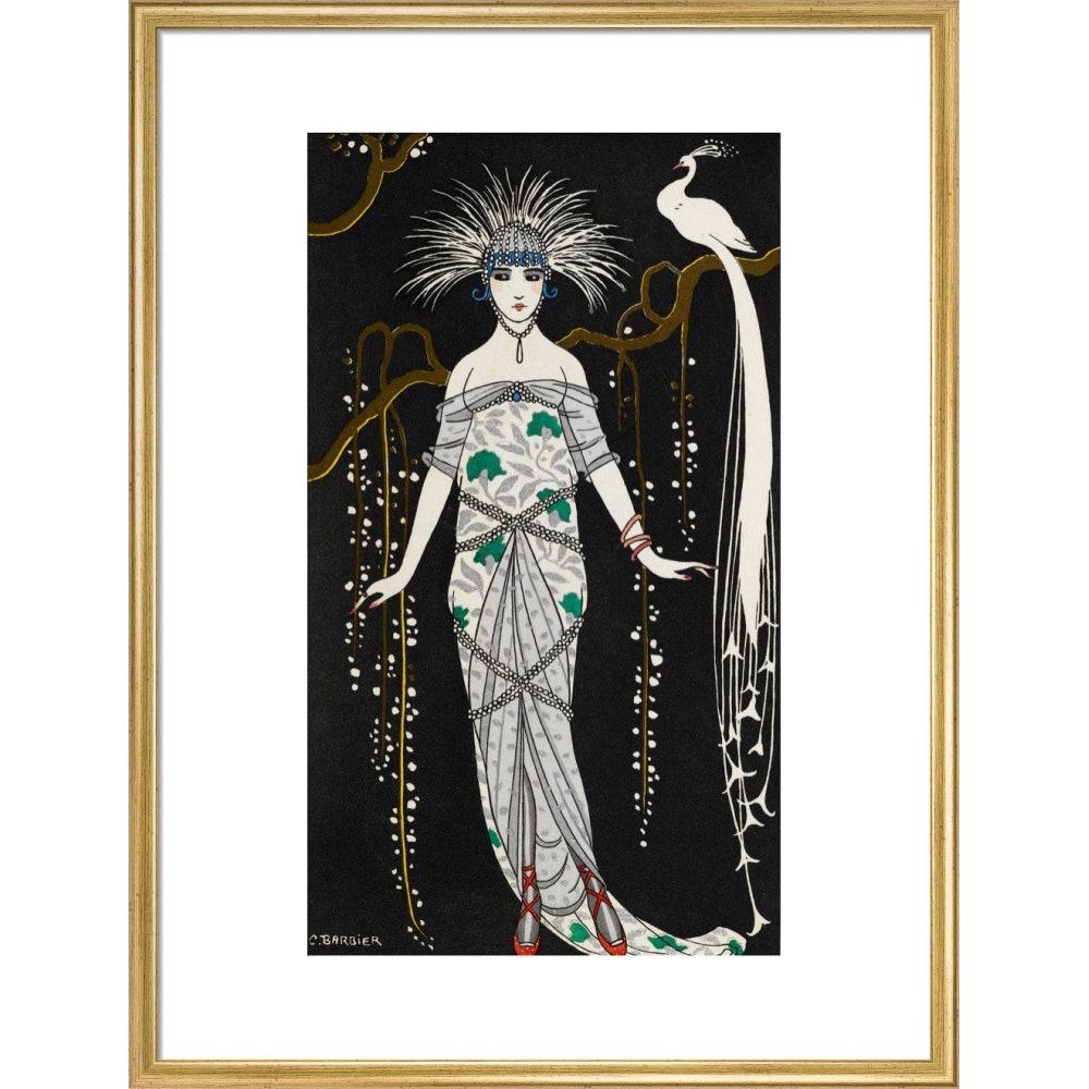 Grande Robe du Soir en Brocart d'Argent print in gold frame