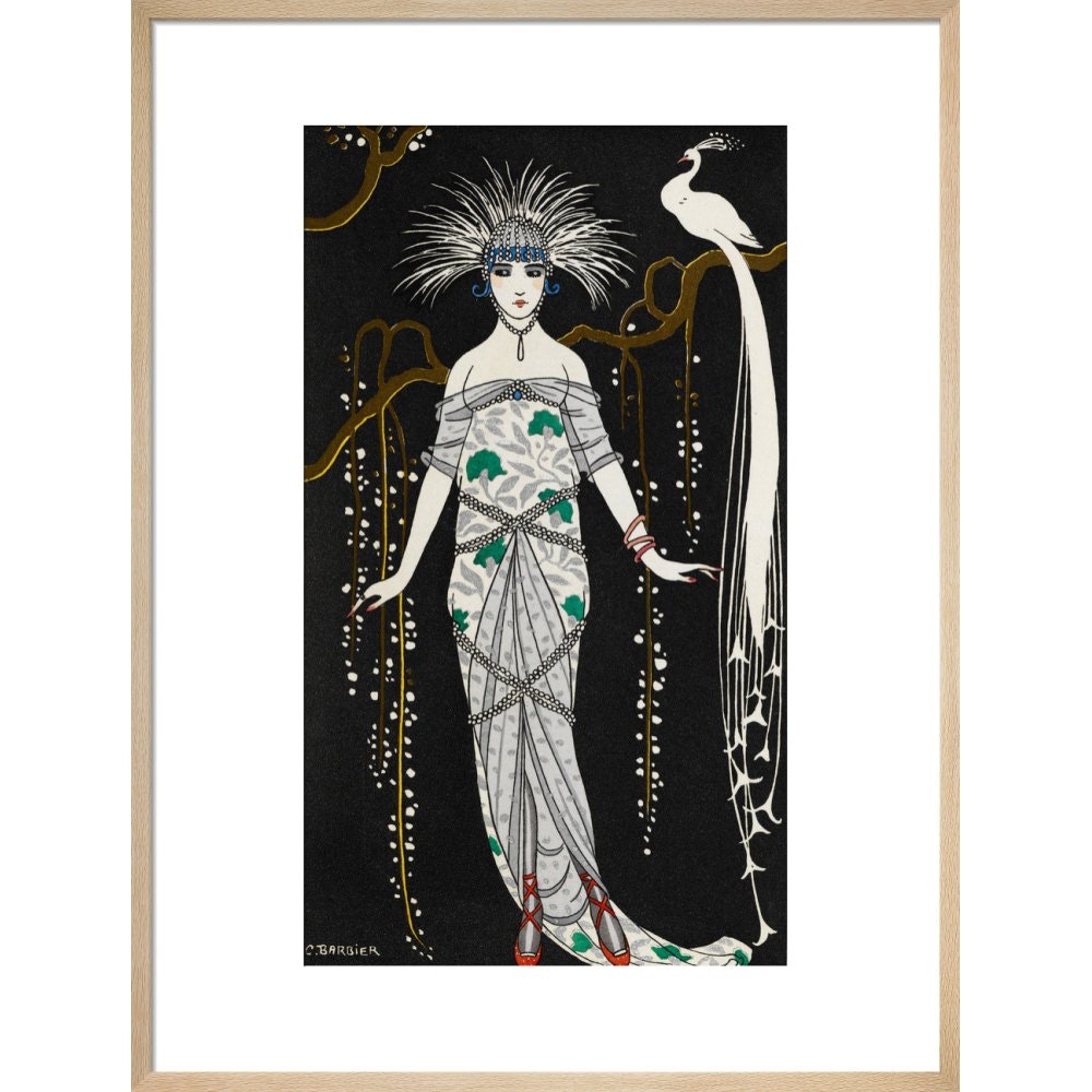 Grande Robe du Soir en Brocart d'Argent print in natural frame