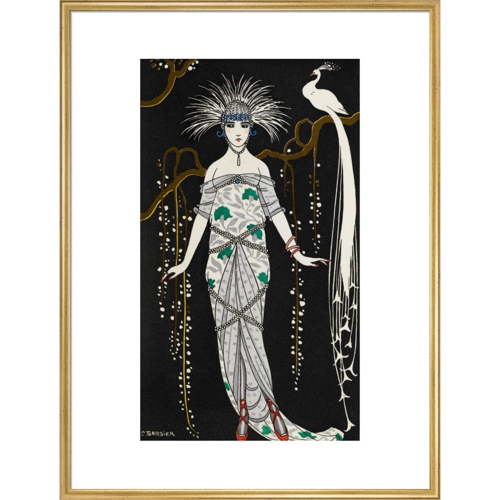 Grande Robe du Soir en Brocart d'Argent print in gold frame