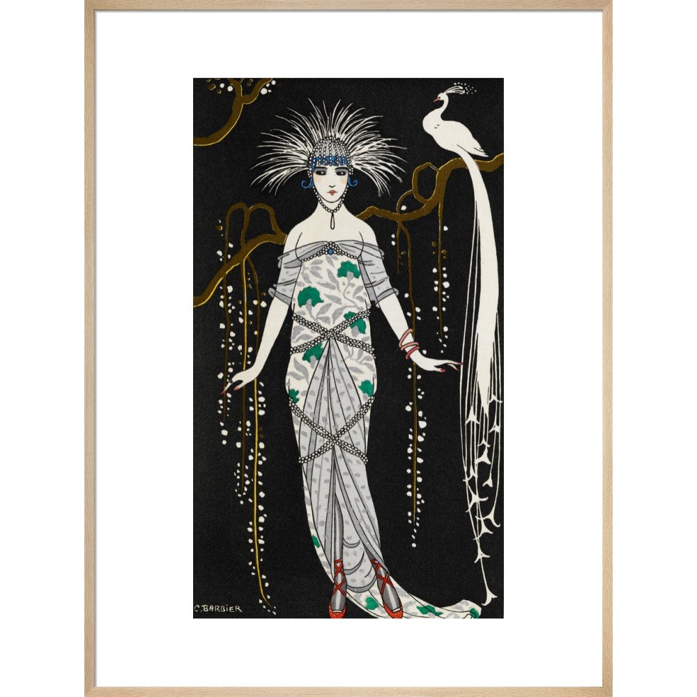 Grande Robe du Soir en Brocart d'Argent print in natural frame