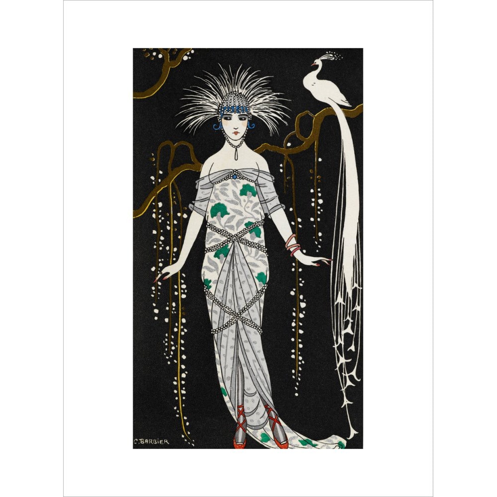Grande Robe du Soir en Brocart d'Argent print unframed