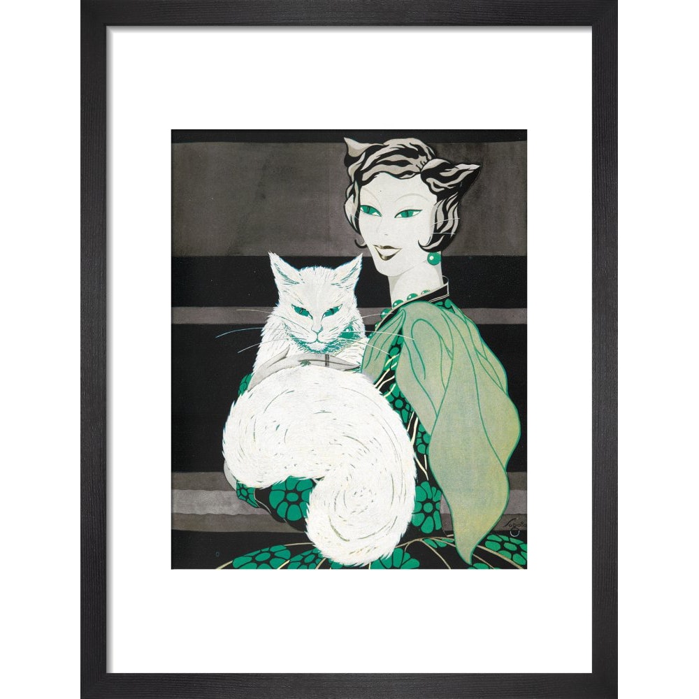 Green-eyed Cat print in black frame