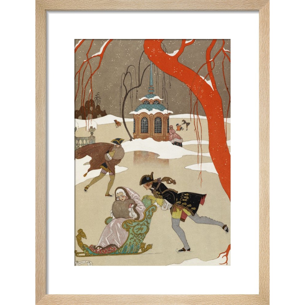 Skating print in natural frame