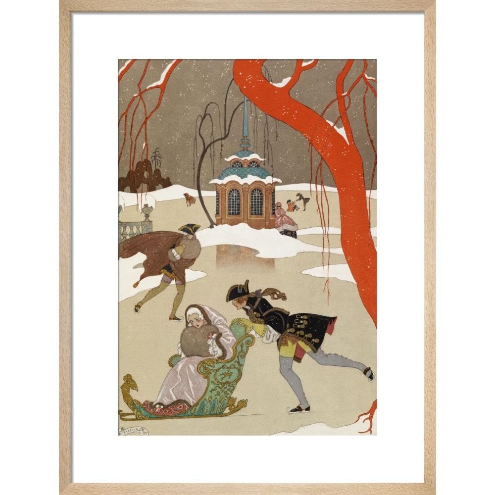 Skating print in natural frame