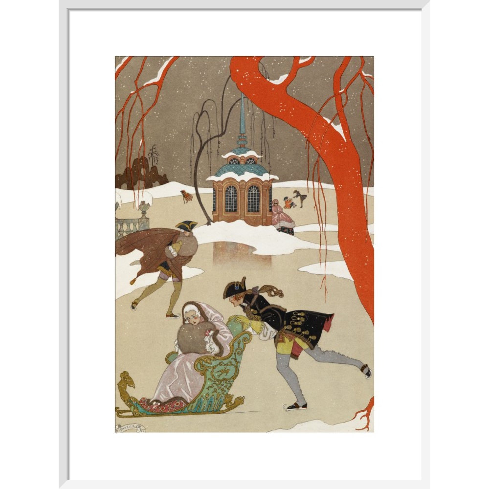 Skating print in white frame