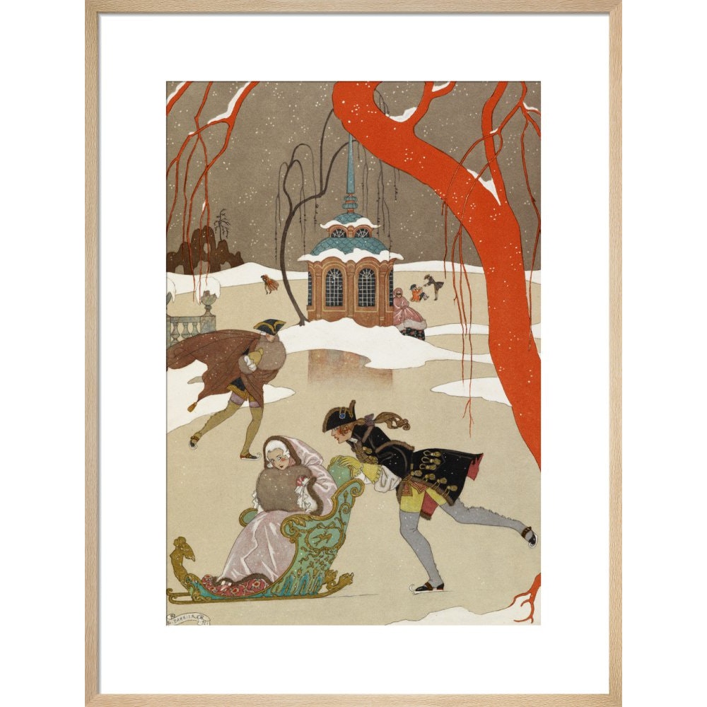 Skating print in natural frame