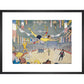 Trapeze Artists Leap through Space print in black frame