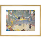 Trapeze Artists Leap through Space print in gold frame
