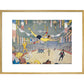 Trapeze Artists Leap through Space print in gold frame