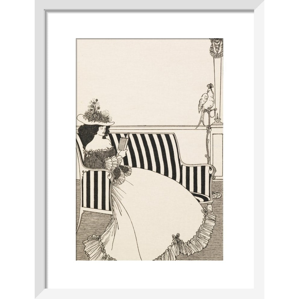 Woman Reading print in white frame