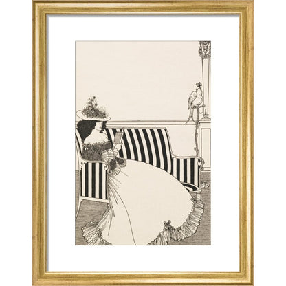 Woman Reading print in gold frame
